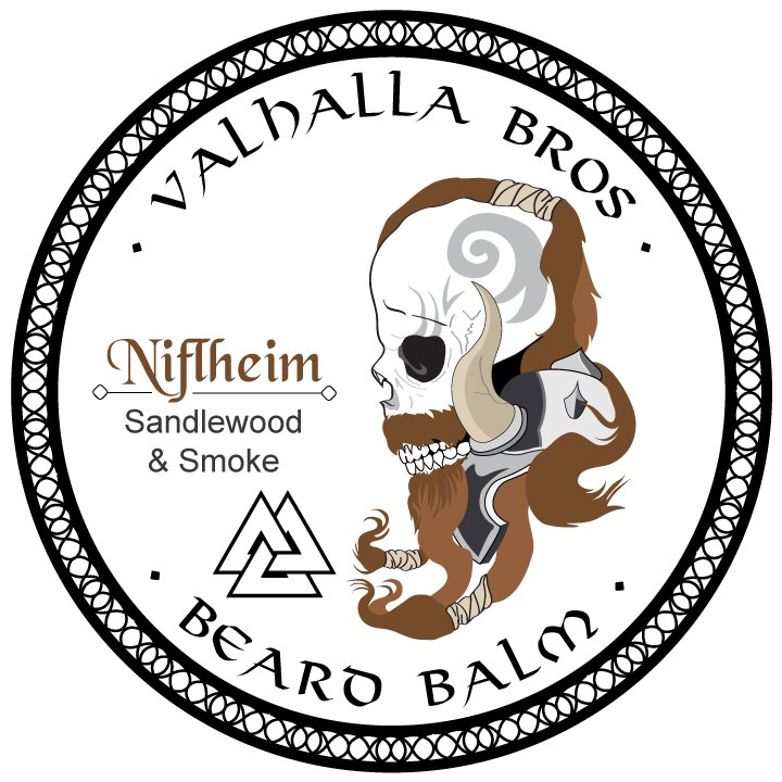 Valhalla Bros beard balm logo package